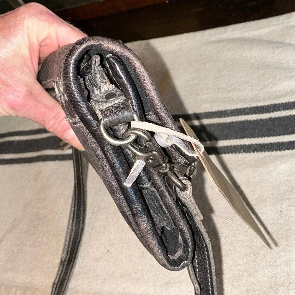 NWT Bed Stu Leather Amina Crossbody Clutch Wallet Black Rustic MSRP $185 - Picture 10 of 16